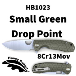 HB1023 Honey Badger Drop Point Flipper Small Green 8Cr13MoV