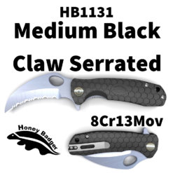 HB1131 Honey Badger Claw Serrated Flipper Medium Black
