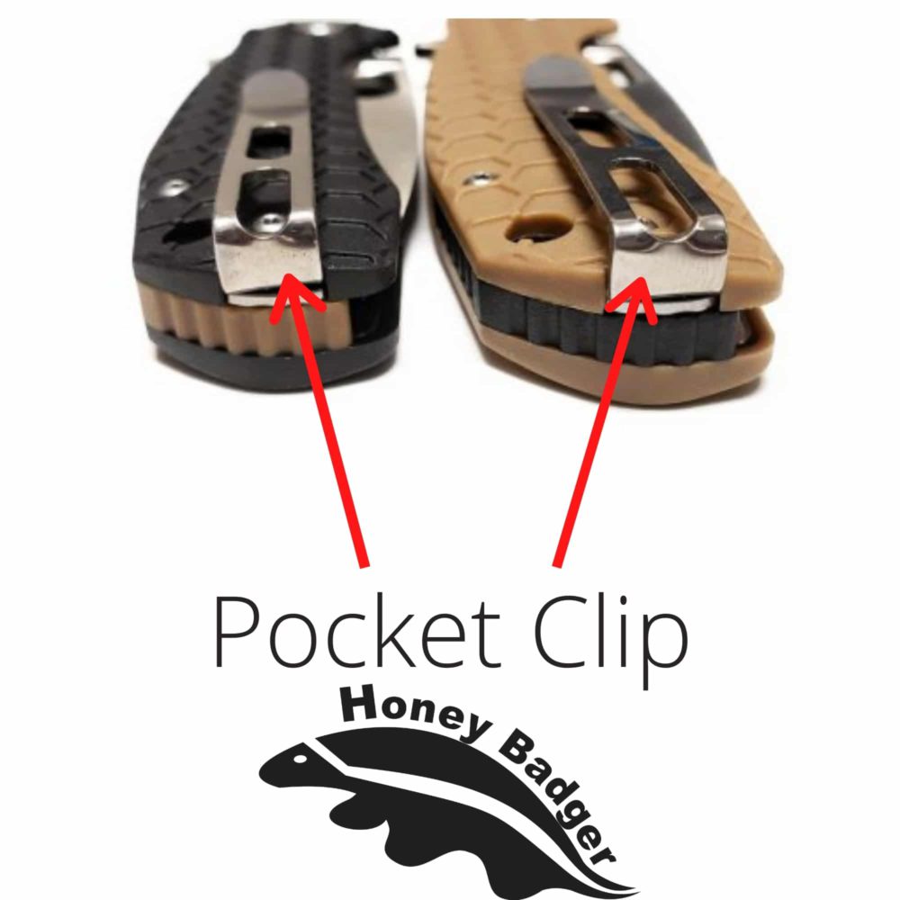 Replacement Pocket Clip Black (HB5085, HB5087) Honey Badger Knives Pocket Knives