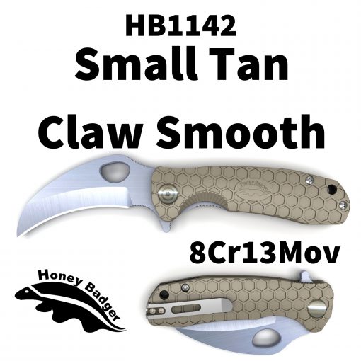 HB1142 Honey Badger Claw Flipper Small Tan Plain 8Cr13MoV