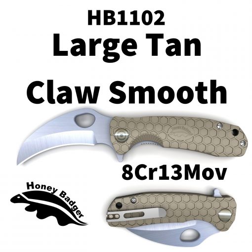 HB1102 Honey Badger Claw Flipper Large Tan Plain 8Cr13MoV