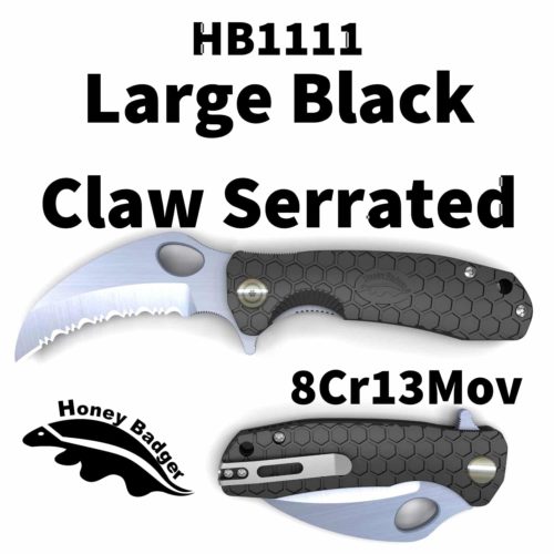 Claw  Serrated Large Black 8Cr13MoV (HB1111) Honey Badger Knives Pocket Knives