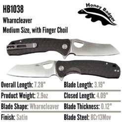 HB1038 Honey Badger Flipper Wharncleaver Medium Black 8Cr13Mov