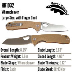 HB1032 Honey Badger Flipper Wharncleaver Large Tan 8Cr13Mov