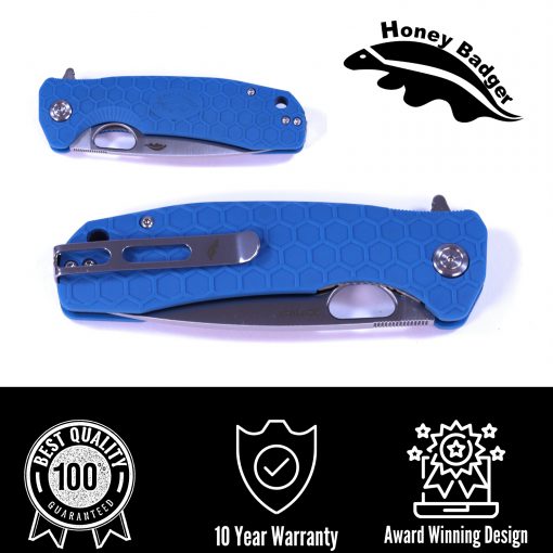HB1017 Honey Badger Flipper Medium Blue 8Cr13Mov