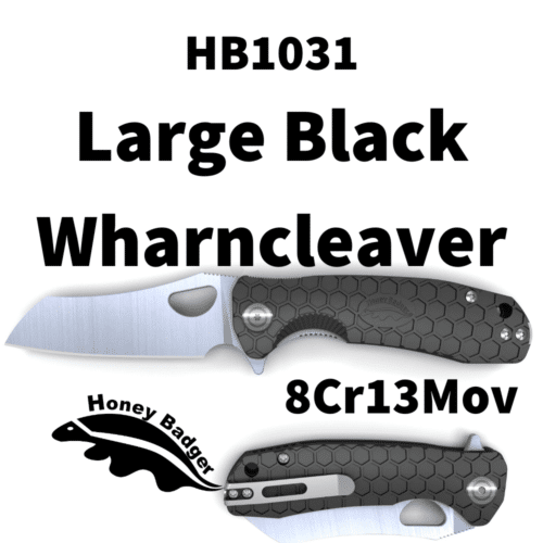 Wharn Cleaver Large Black 8Cr13MoV (HB1031) Honey Badger Knives Pocket Knives