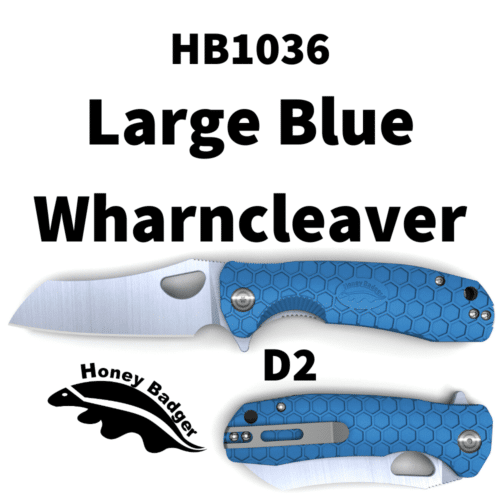 Wharncleaver Large Blue D2 Steel (HB1036) Honey Badger Knives Pocket Knives