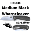 Wharn Cleaver Medium Black 8Cr13MoV (HB1038) Honey Badger Knives Pocket Knives