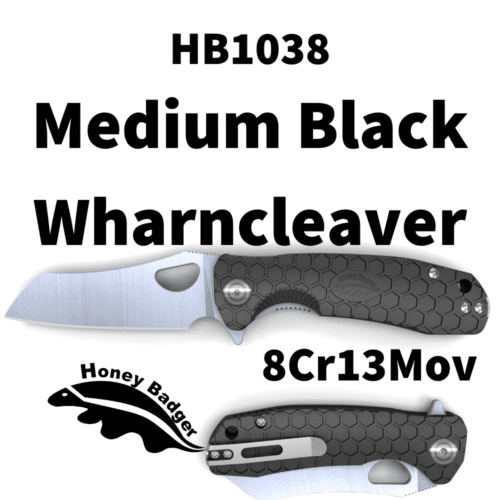 Wharncleaver Medium Black 8Cr13MoV (HB1038) Honey Badger Knives Pocket Knives