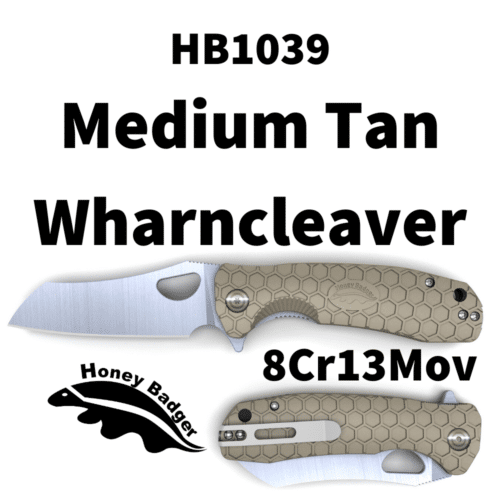 Wharncleaver Medium Tan 8Cr13MoV (HB1039) Honey Badger Knives Pocket Knives