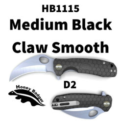 HB1115 Honey Badger Claw Smooth Flipper Medium Black D2 Steel