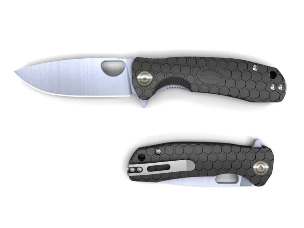 Drop Point Flipper Medium Black D2 No Choil (HB1016) Honey Badger Knives Pocket Knives