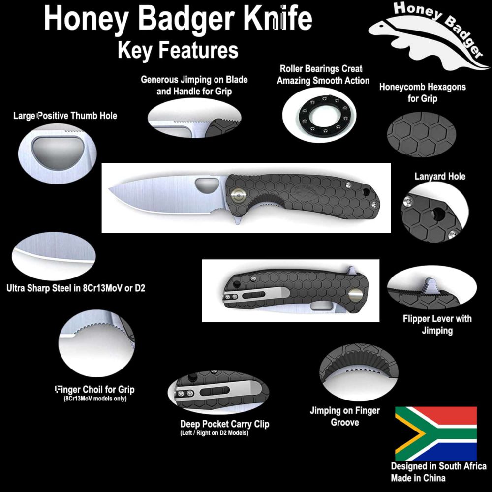 Wharncleaver Small Green No Choil 8Cr13MoV (HB1047) Honey Badger Knives Pocket Knives