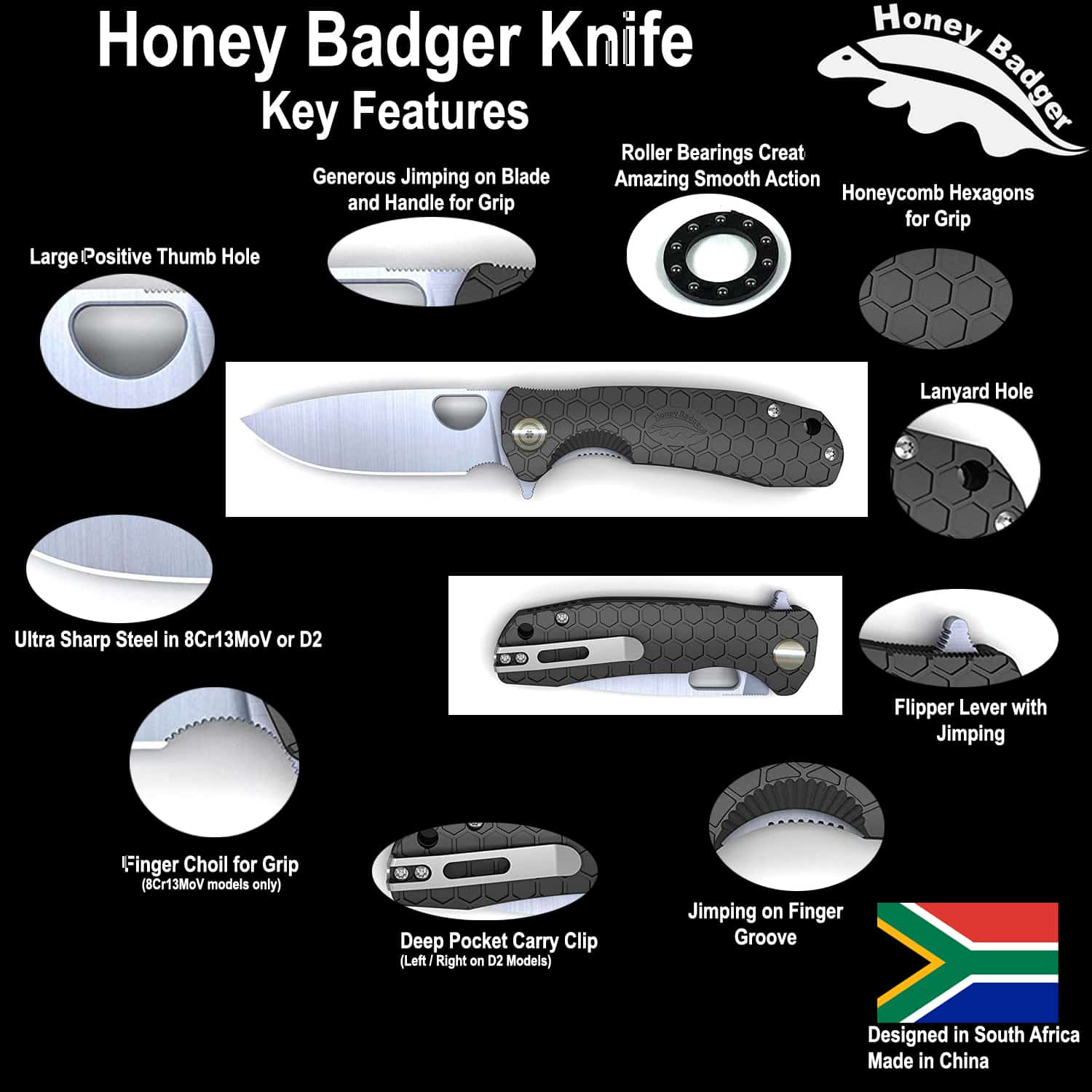 Work Sharp Precision Adjust Knife Sharpener with Tri-Abrasive and Pivot  Response (WSBCHPAJ) Honey Badger Pocket Knives. 8Cr13MoV, D2, 14C28N Budget  EDC Flipper Pocket Knife with Pocket Clips