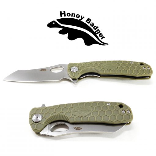 HB1040 Honey Badger Flipper Wharncleaver Medium Green 8Cr13Mov