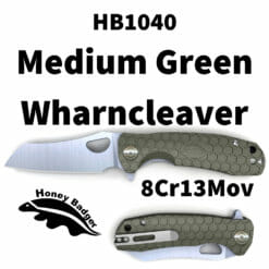 HB1040 Honey Badger Flipper Wharncleaver Medium Green 8Cr13Mov Western Active