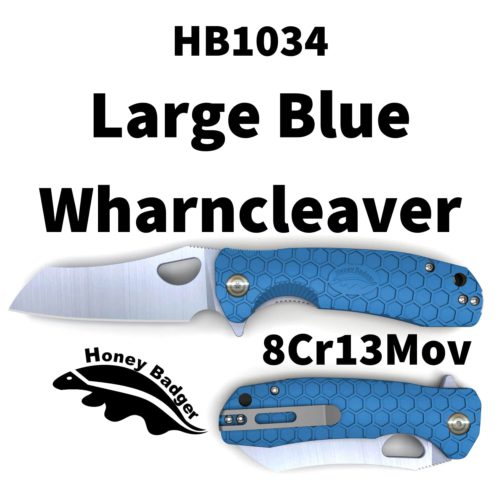 Wharncleaver Large Blue 8Cr13MoV Steel (HB1034) Honey Badger Knives Pocket Knives
