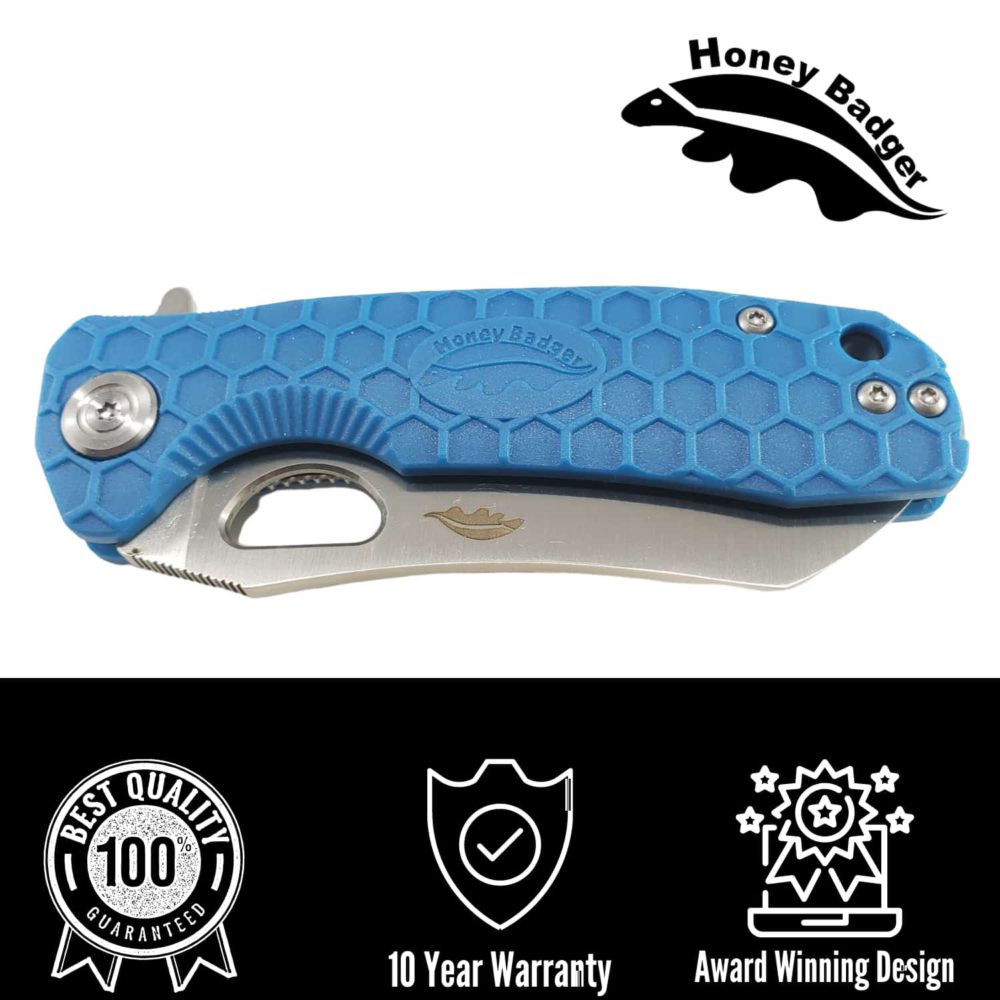 HB1034 Honey Badger Flipper Wharncleaver Large Blue 8Cr13Mov Steel by Western Active