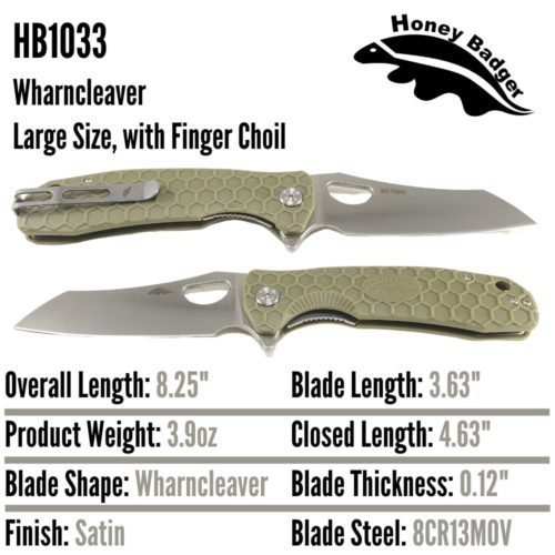 Wharncleaver Large Green 8Cr13MoV (HB1033) Honey Badger Knives Pocket Knives