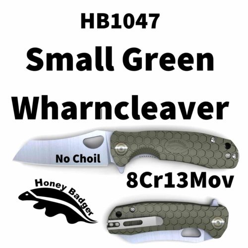 Wharn Cleaver Small Green No Choil 8Cr13MoV (HB1047) Honey Badger Knives Pocket Knives