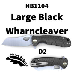 HB1104 Honey Badger Flipper Wharncleaver Large Black with Choil D2