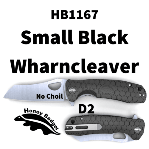Wharncleaver Small Black No Choil D2 (HB1167) Honey Badger Knives Pocket Knives