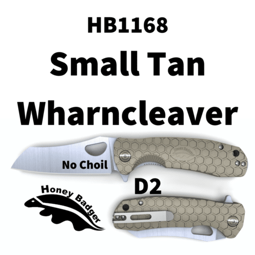 Wharn Cleaver Small Tan No Choil D2 (HB1168) Honey Badger Knives Pocket Knives