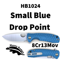 HB1024 Honey Badger Drop Point Flipper Small Blue 8Cr13Mov