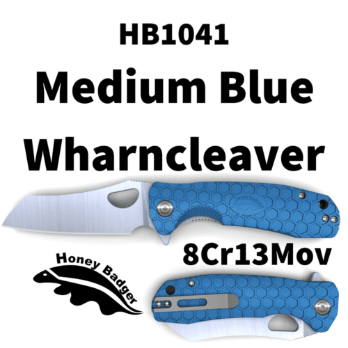 Wharncleaver Medium Blue 8Cr13MoV (HB1041) Honey Badger Knives Pocket Knives
