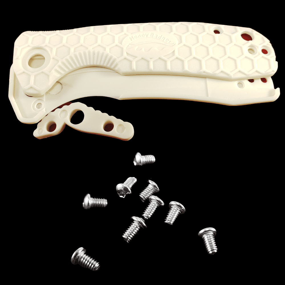 Honey Badger White Handle Kit with White Backspacer and Stainless Steel Screws