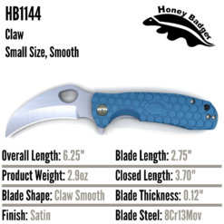 Honey Badger Knives by Western Active HB1144 Claw Small Blue 8Cr13Mov
