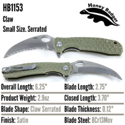 Honey Badger Knives by Western Active HB1153 Claw Small Green 8Cr13Mov