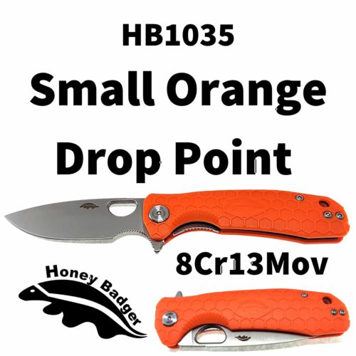 Drop Point Flipper Small Orange 8Cr13MoV (HB1035) Honey Badger Knives Pocket Knives