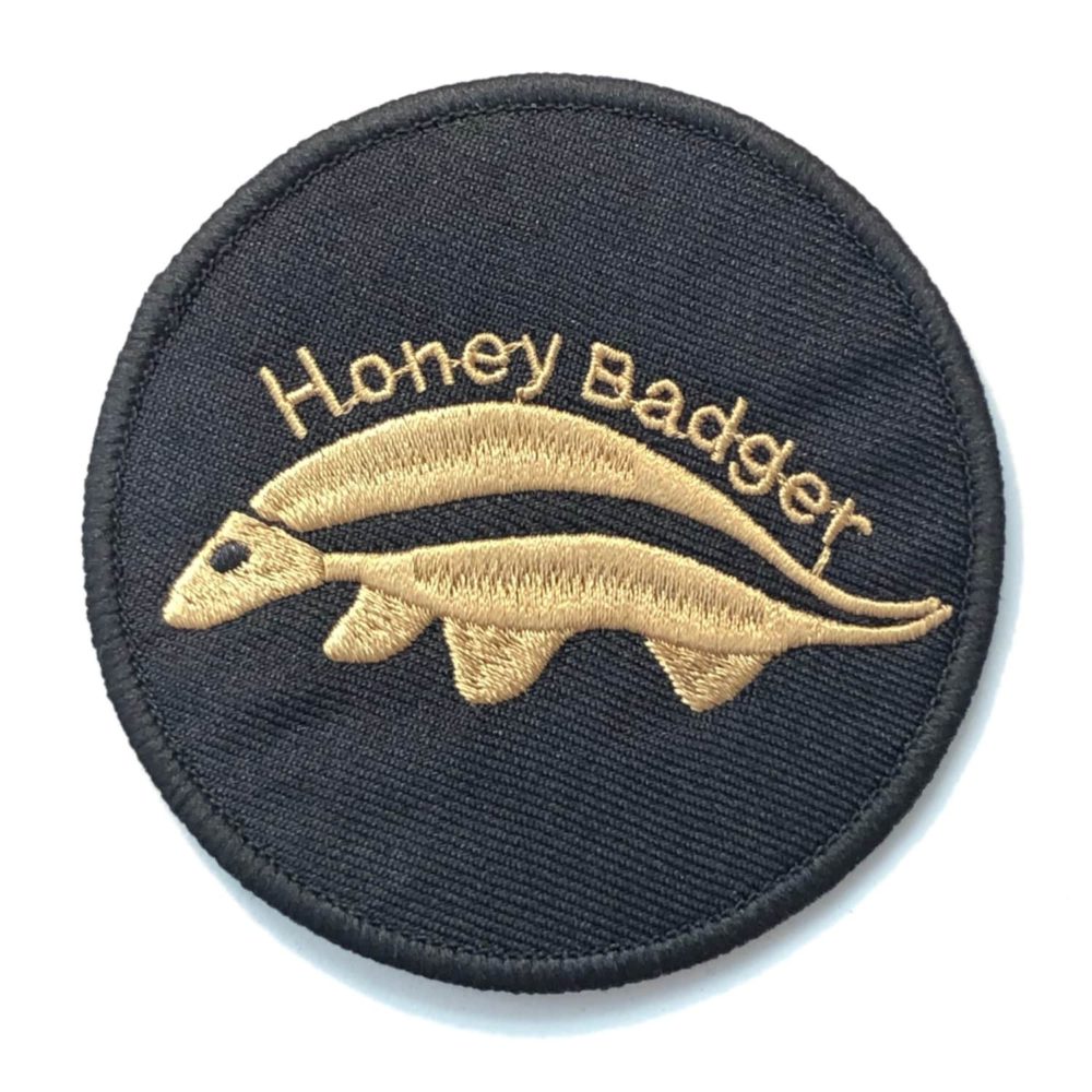 Embroidered Patch 3 1/4″ Round with Velcro Hook Backing (HB4010) Honey Badger Knives Pocket Knives