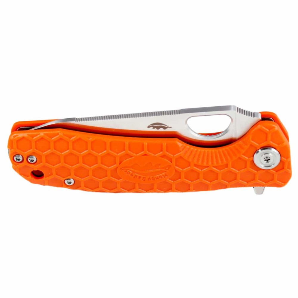 Leaf  Large Orange 8Cr13MoV (HB1293) Honey Badger Knives Pocket Knives