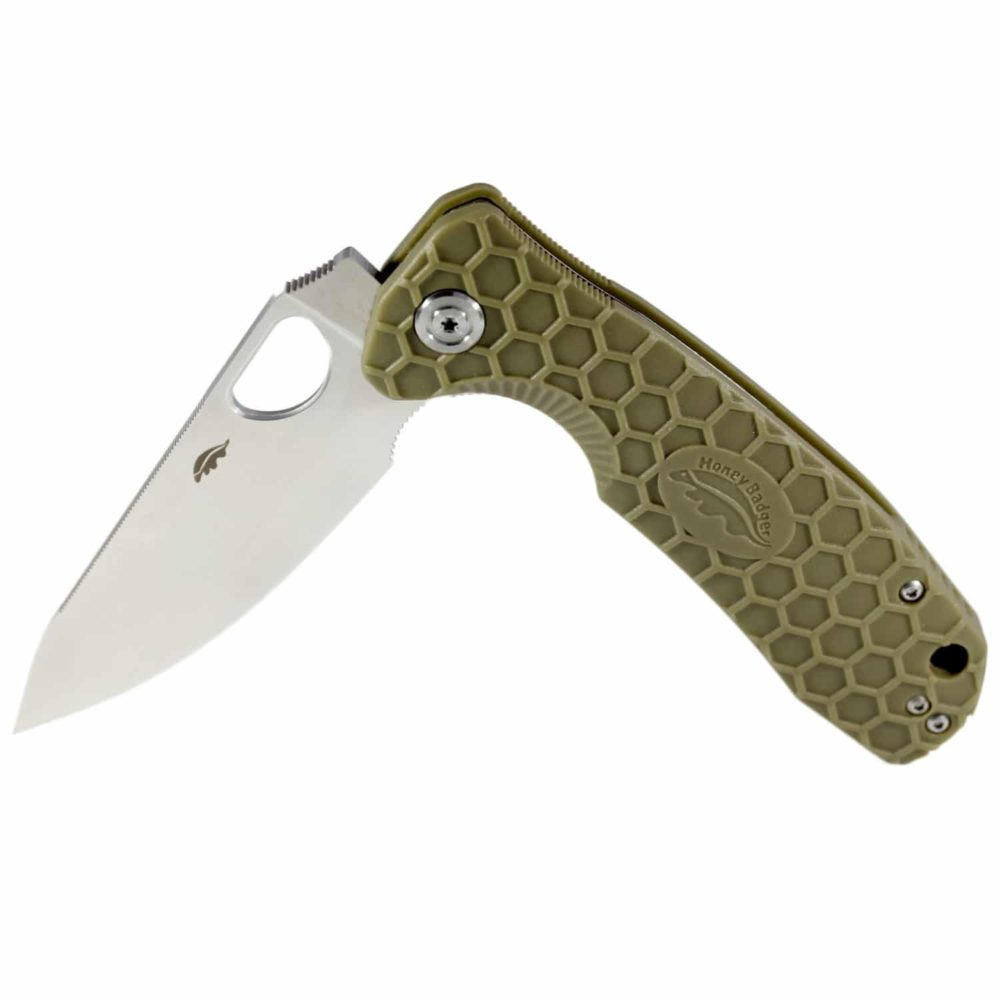 Leaf  Medium Green 8Cr13MoV (HB1300) Honey Badger Knives Pocket Knives