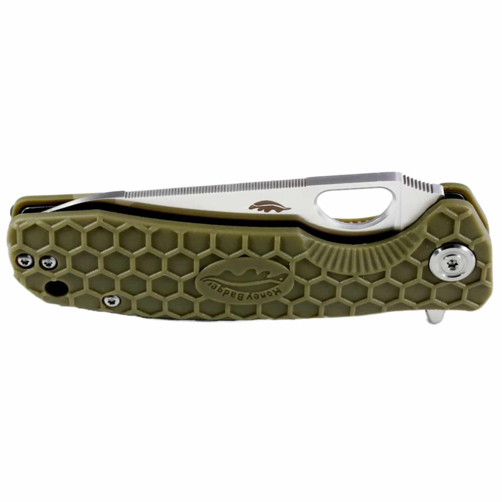 Leaf  Medium Green 8Cr13MoV (HB1300) Honey Badger Knives Pocket Knives