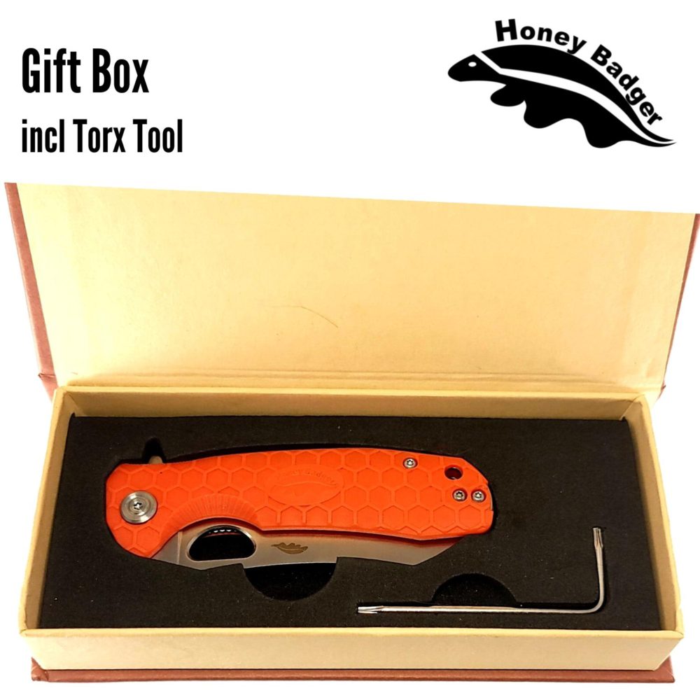 Wharn Cleaver Medium Orange 8Cr13MoV (HB1068) Honey Badger Knives Pocket Knives