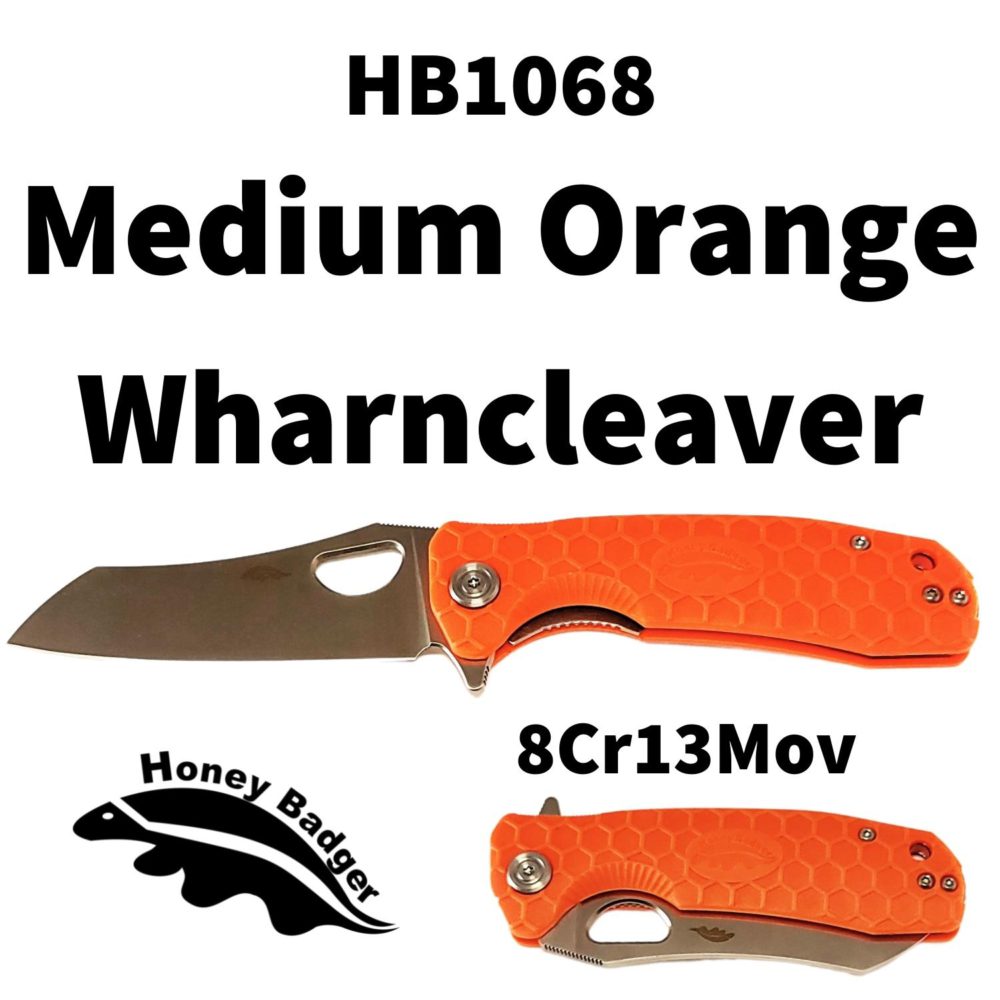 Wharn Cleaver Medium Orange 8Cr13MoV (HB1068) Honey Badger Knives Pocket Knives