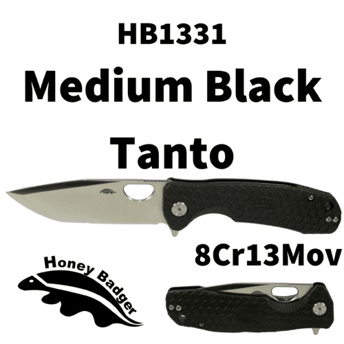 Tanto  Medium Black 8Cr13MoV (HB1331) Honey Badger Knives Pocket Knives