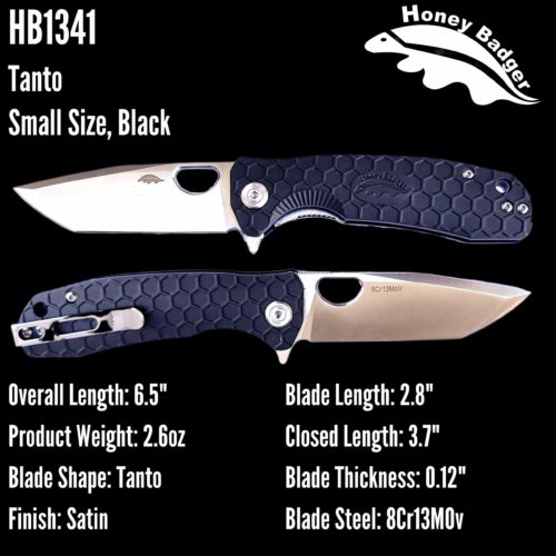 Tanto  Small Black 8Cr13MoV (HB1341) Honey Badger Knives Pocket Knives