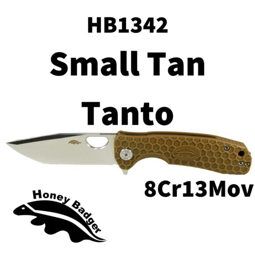 Tanto  Small Tan 8Cr13MoV (HB1342) Honey Badger Knives Pocket Knives