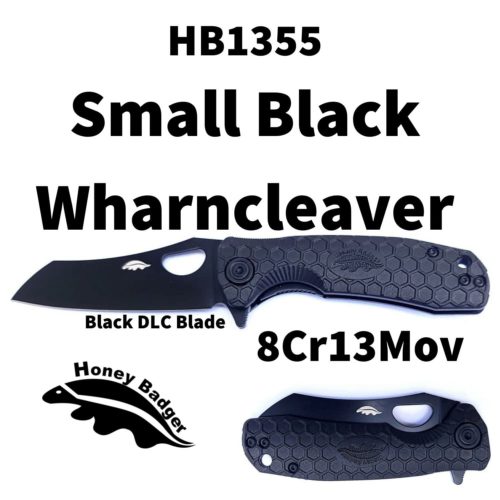Wharn Cleaver Small Black No Choil – Black DLC Blade (HB1355) Honey Badger Knives Pocket Knives