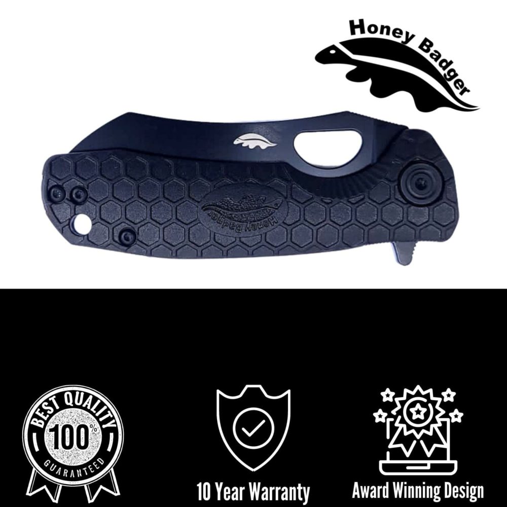 Wharncleaver Small Black No Choil – Black DLC Blade (HB1355) Honey Badger Knives Pocket Knives