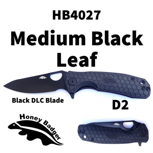 Honey Badger HB4027 Medium Leaf D2 Black DLC Blade
