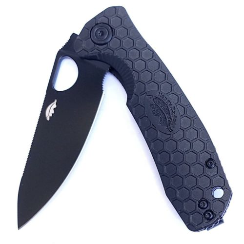 Leaf Medium Black D2 – Black DLC Blade (HB4027) Honey Badger Knives Pocket Knives