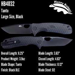 HB4032 Honey Badger Tanto Large D2 Black DLC Blade