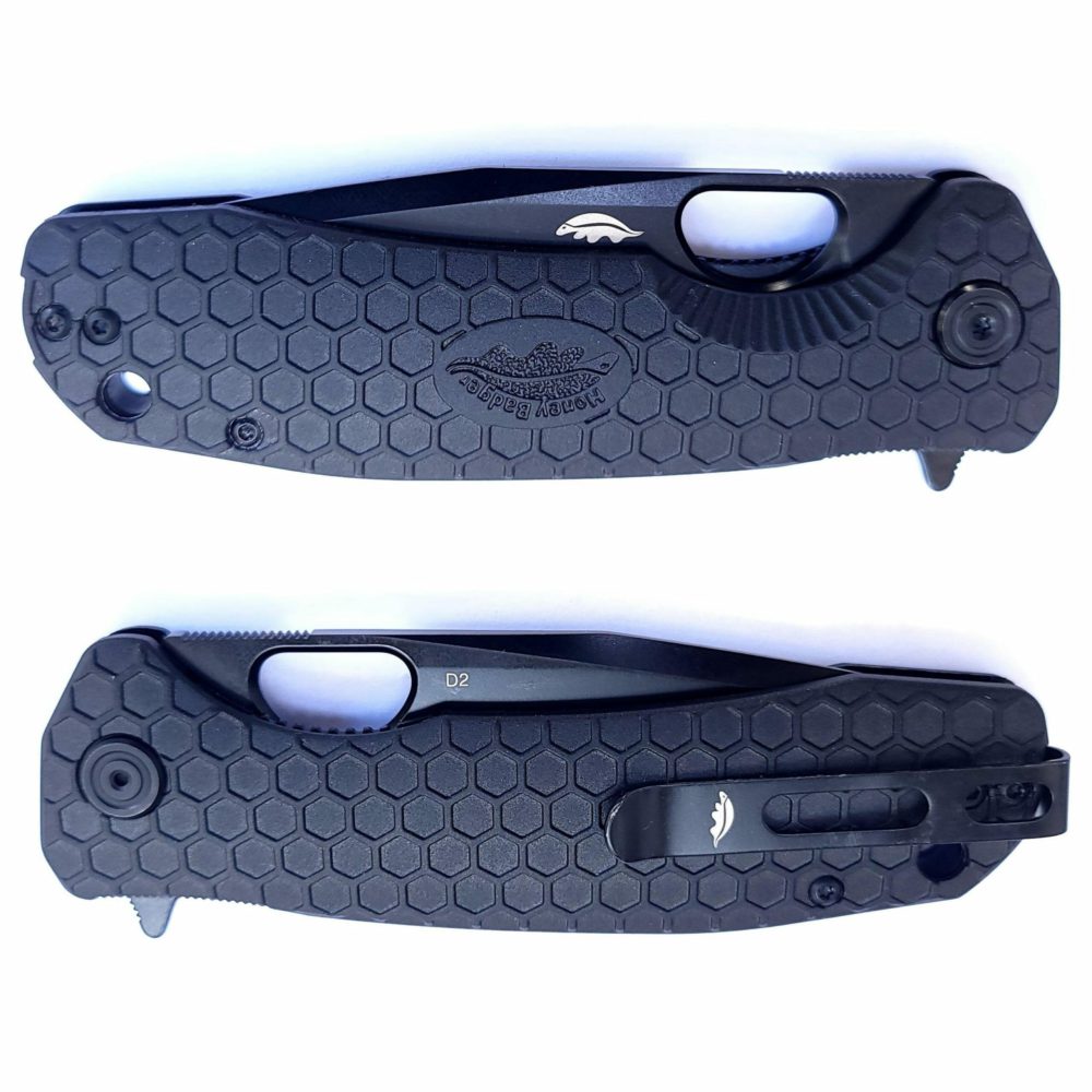 Tanto  Large Black D2 – Black DLC Blade (HB4032) Honey Badger Knives Pocket Knives