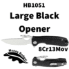Opener Large Black 8Cr13MoV (HB1051) Honey Badger Knives Pocket Knives