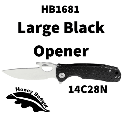Opener Large Black 14C28N (HB1681) Honey Badger Knives Pocket Knives